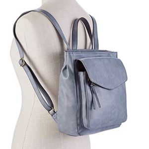 New Blue Relic Leather Backpack Purse, Zip Top